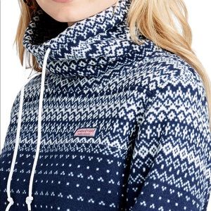 Fair Isle Sweater Fleece Relaxed Funnel Neck Shep Shirt